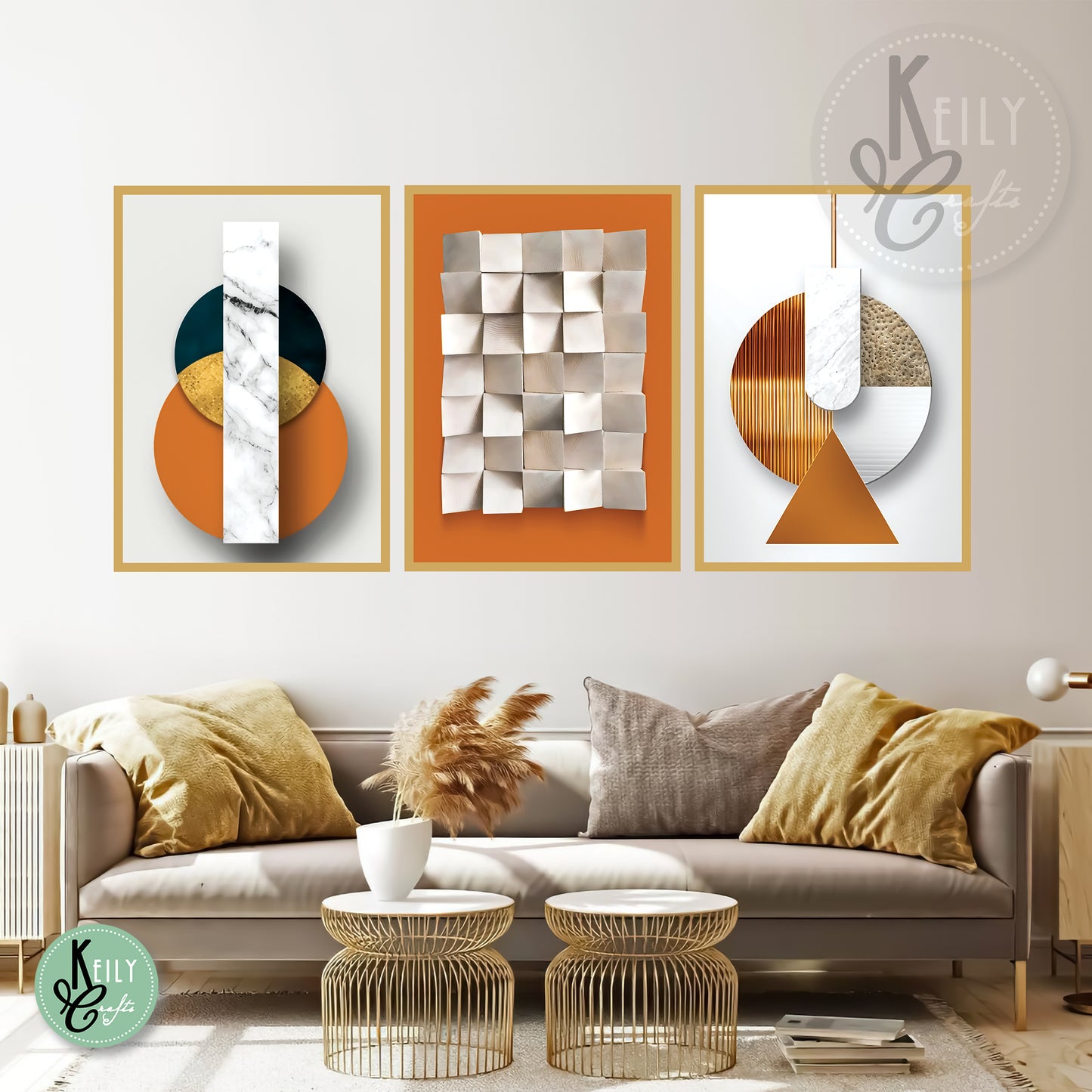 Elegant White Orange Abstract