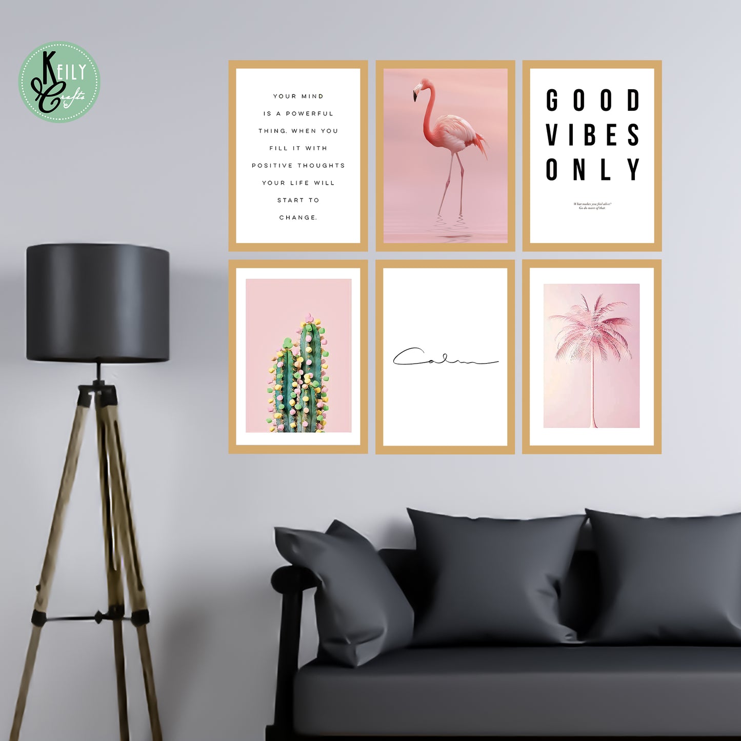 Calm Your Mind - Set of 6 Framed Prints Wall Art Home Decor