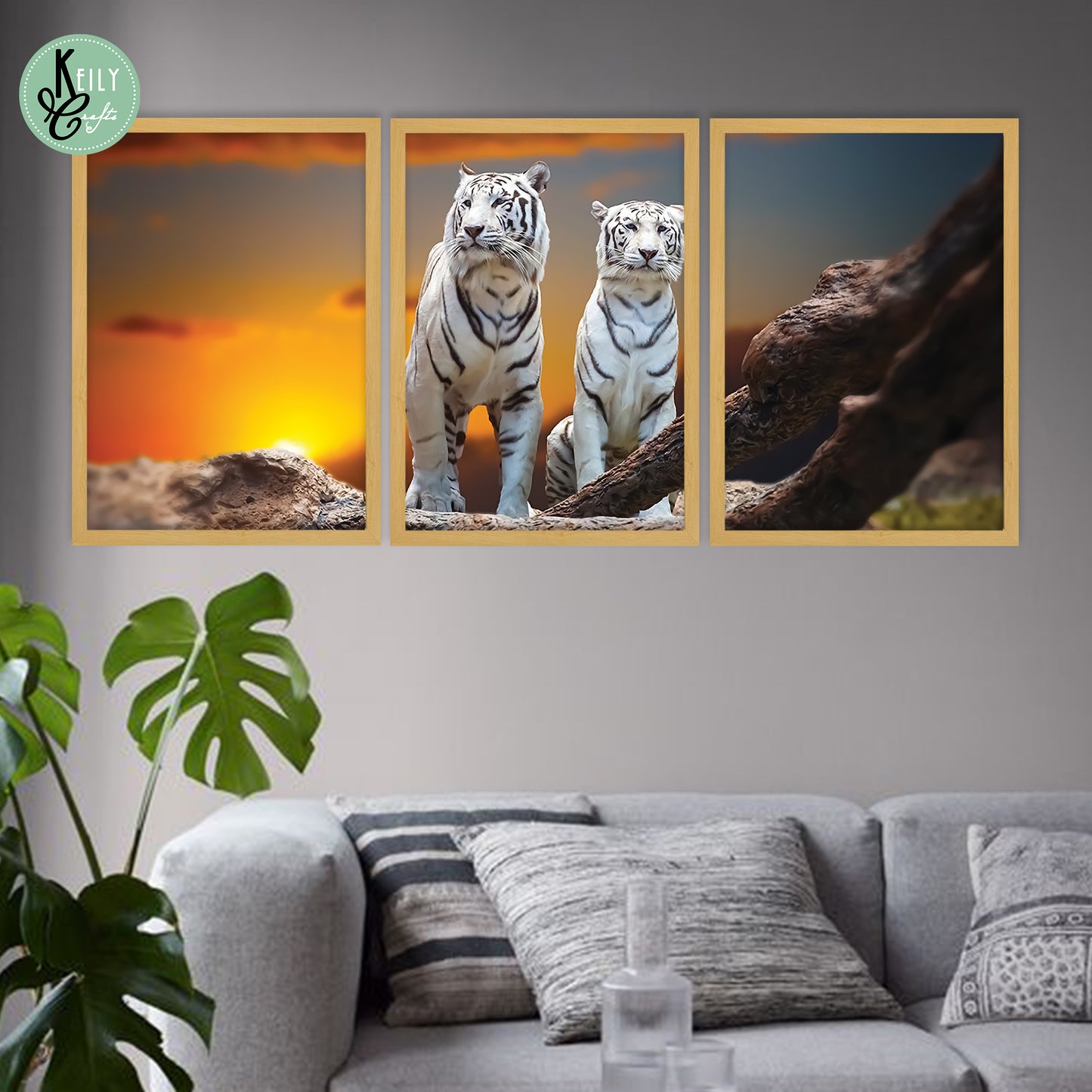 White Tigers at Sunset