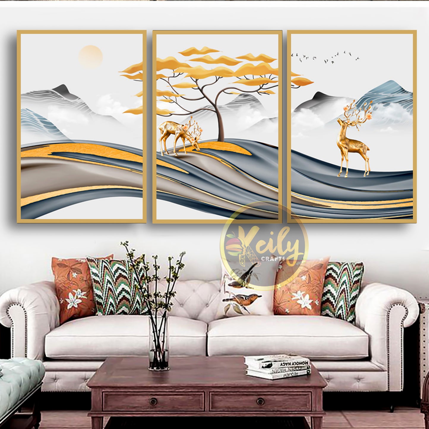 Deer and golden tree set