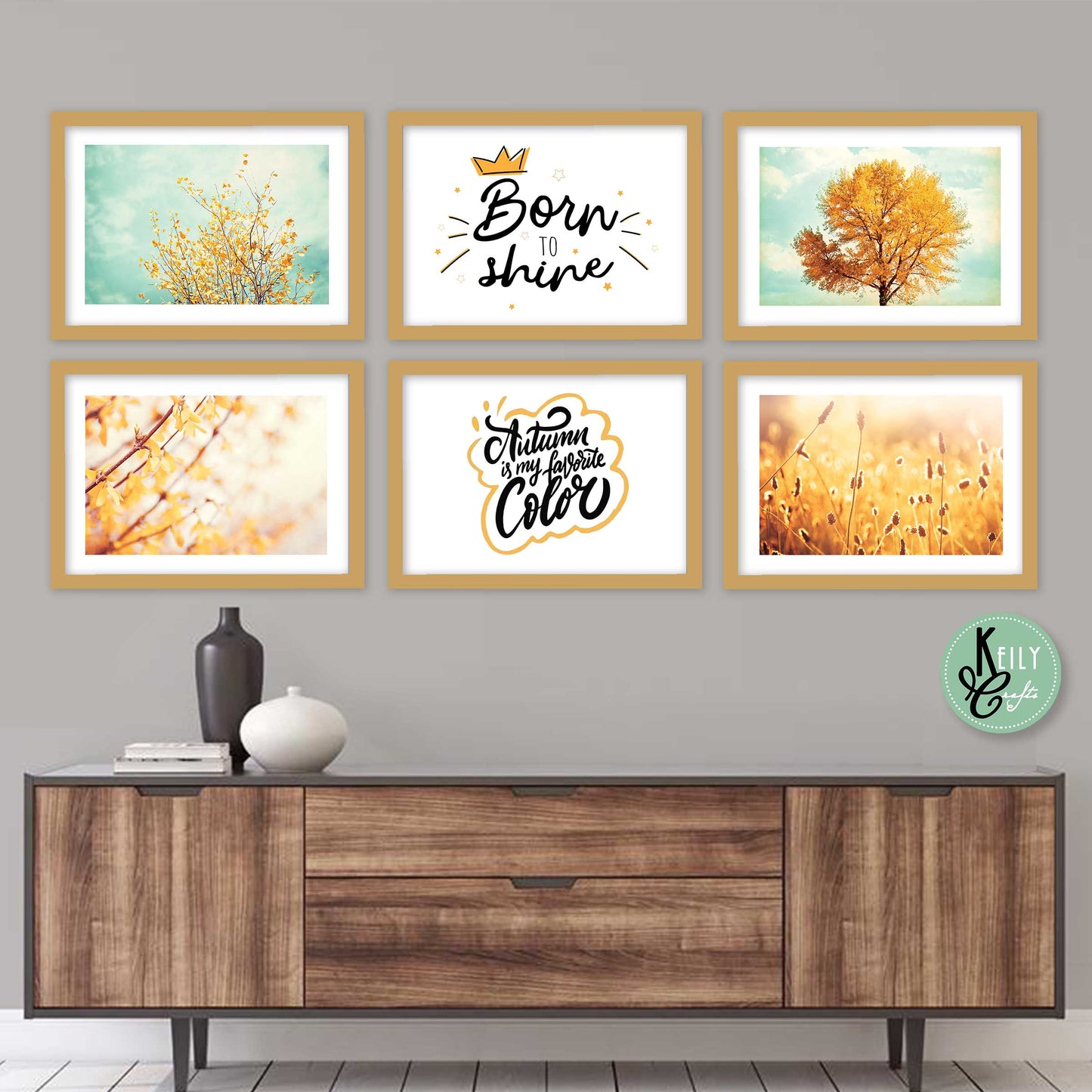 Autumn Color - Set of 6 Framed Prints Wall Art Home Decor