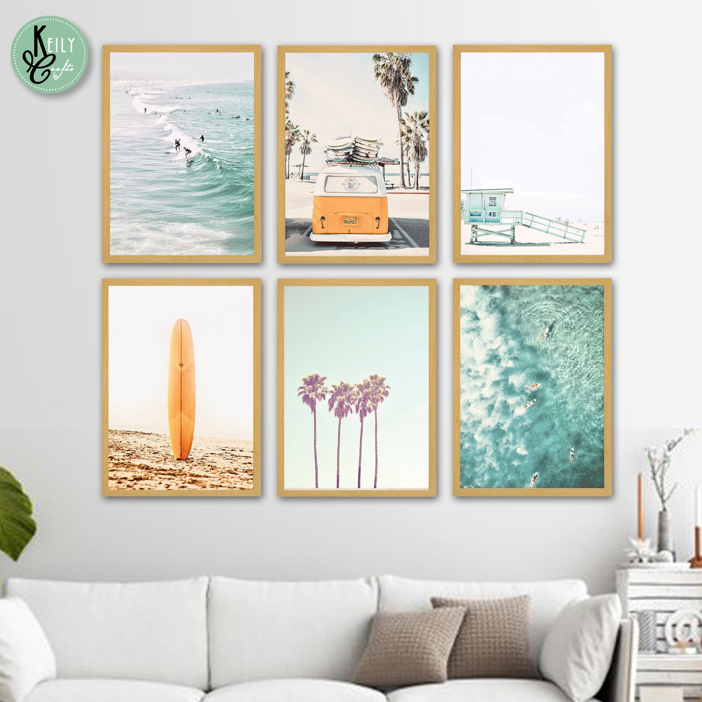 Coastal Beach Wall Art - Set of 6 Framed Prints Wall Art Home Decor