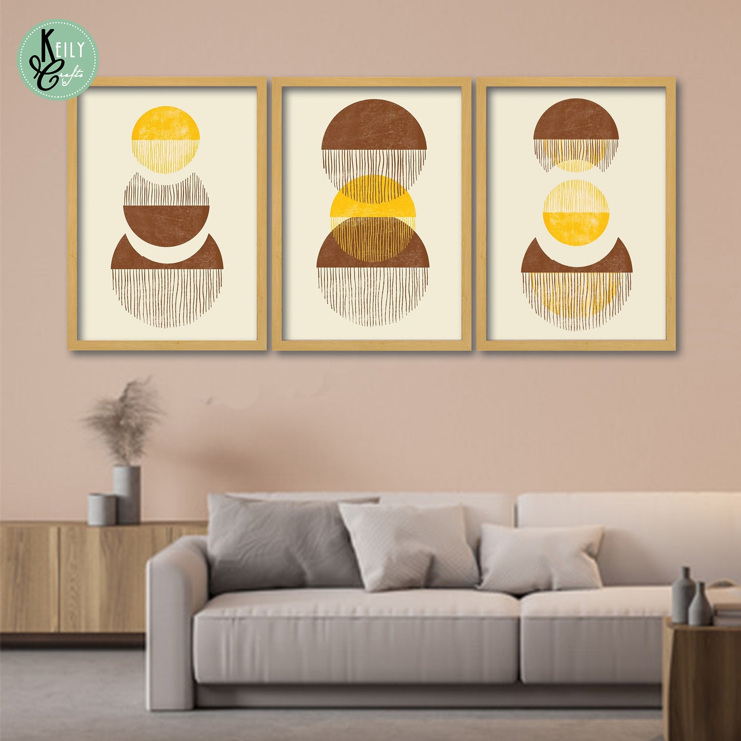 Yellow and Brown Abstract Wall Art