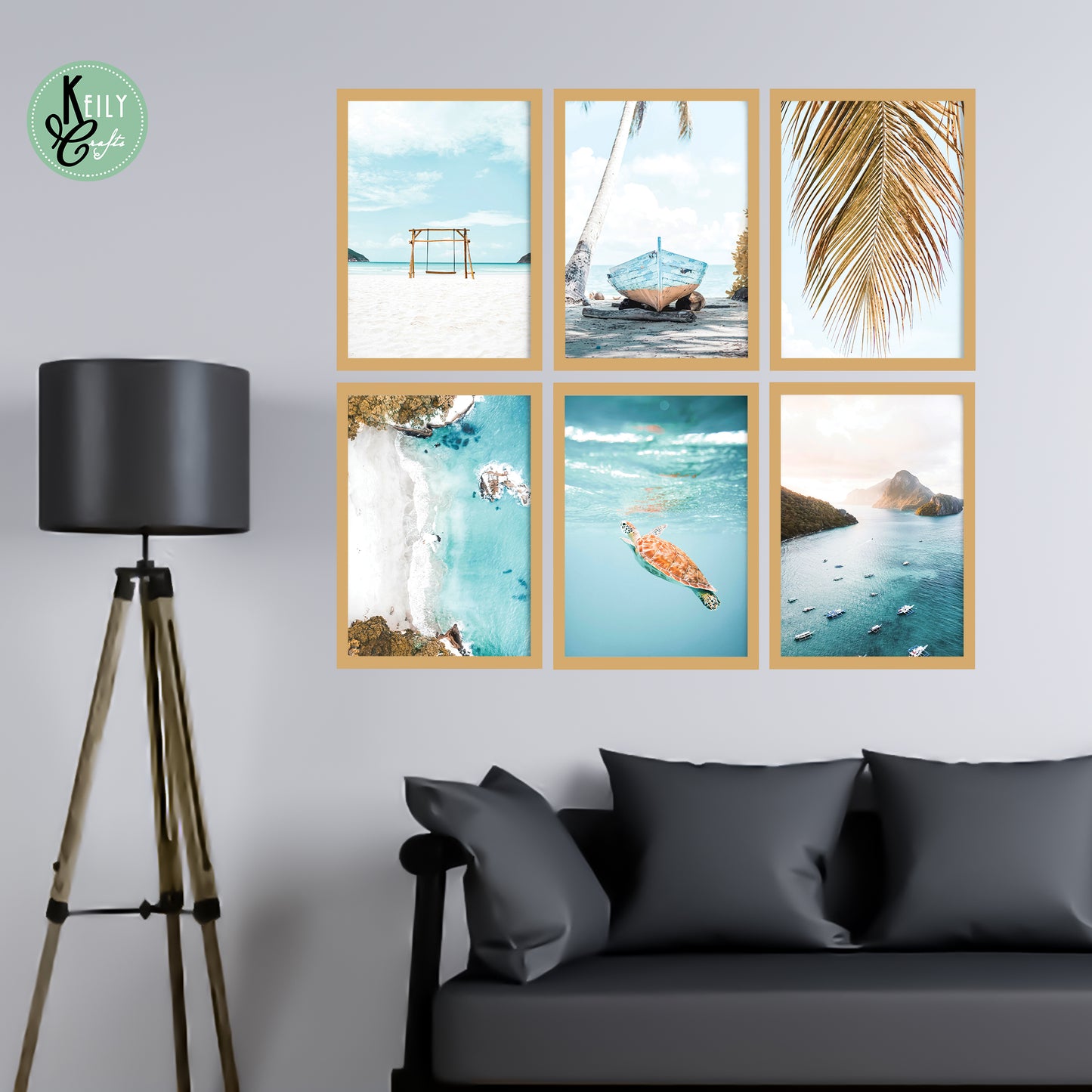 Coastal Beach - Set of 6 Framed Prints Wall Art Home Decor