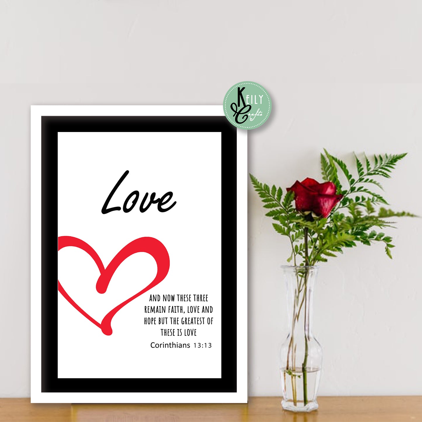 Faith Hope Joy Love Bible Verse - Set of 4 Framed Prints Wall Art Home Decor