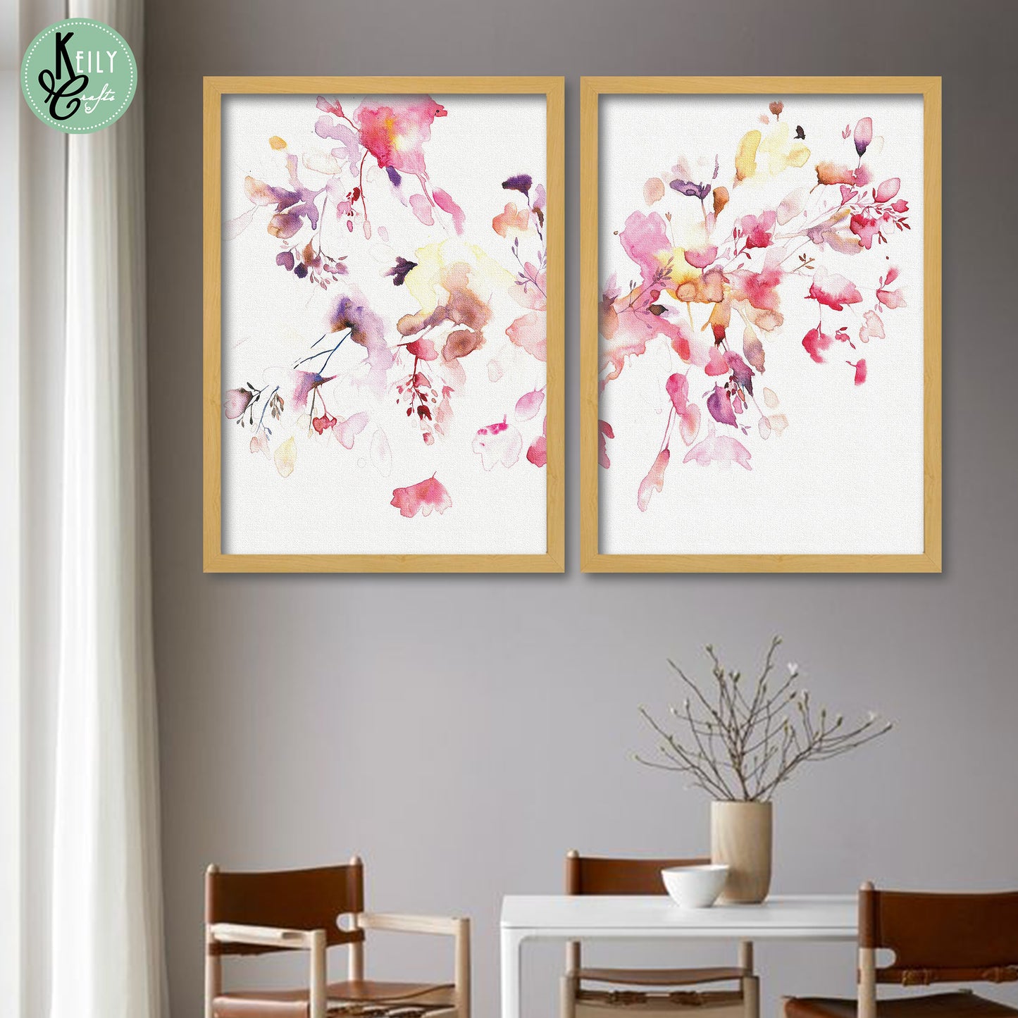 Abstract Water Color Wall Art - Set of 2 Framed Prints Wall Art Home Decor