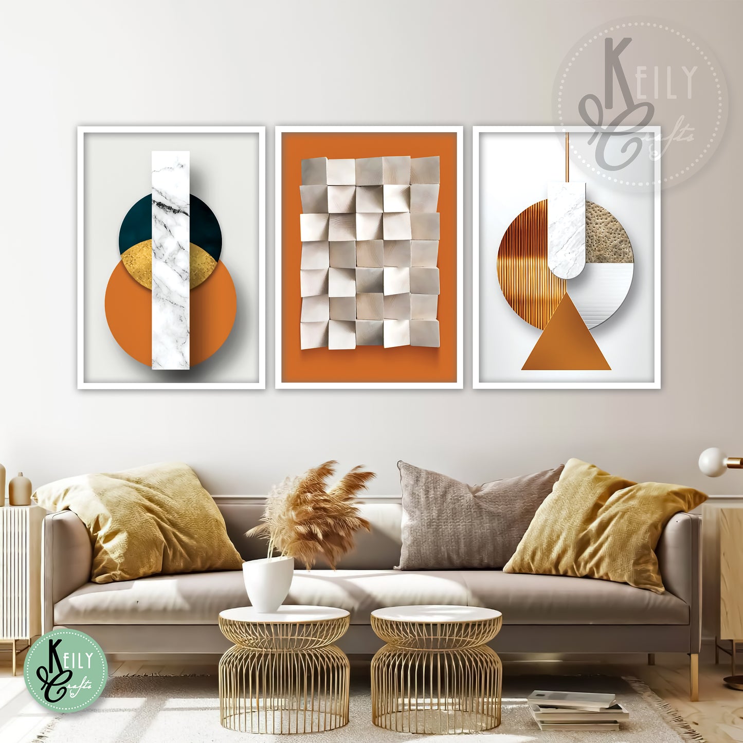 Elegant White Orange Abstract