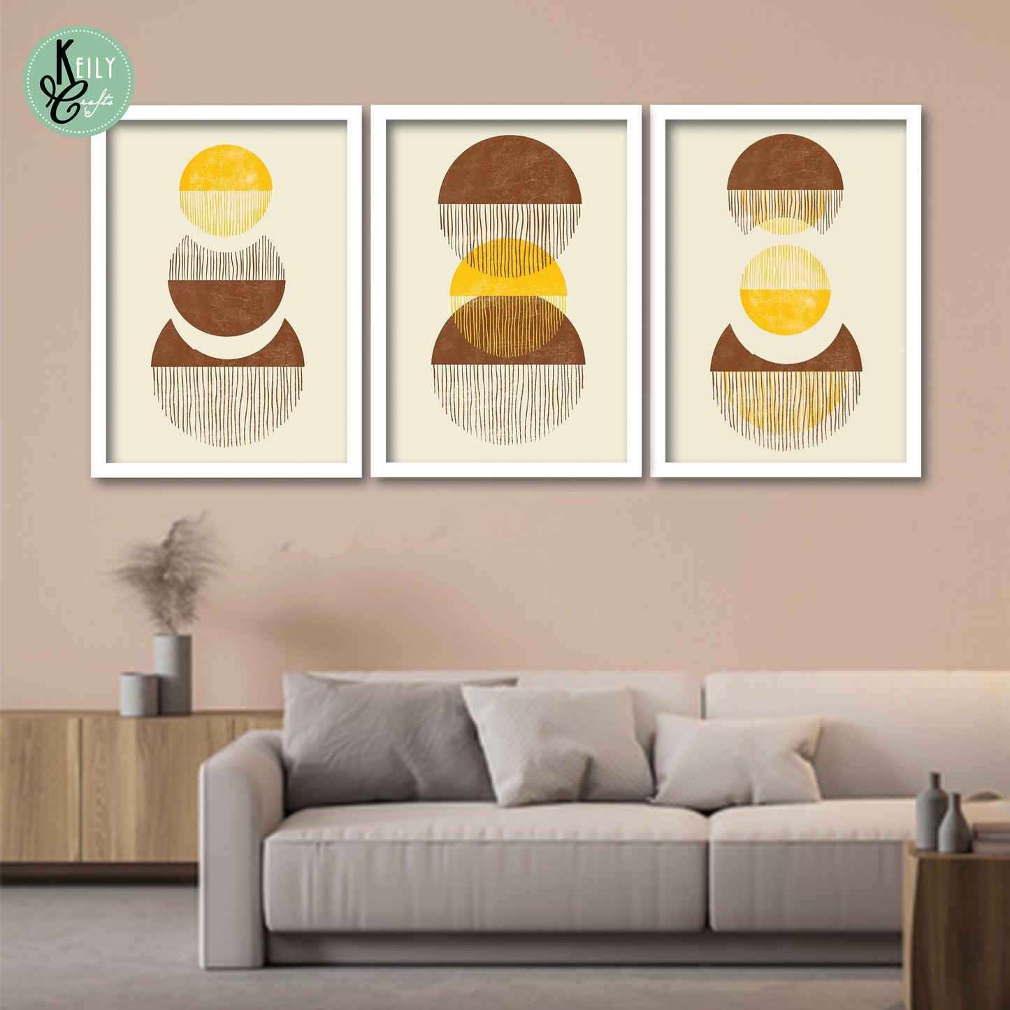 Yellow and Brown Abstract Wall Art