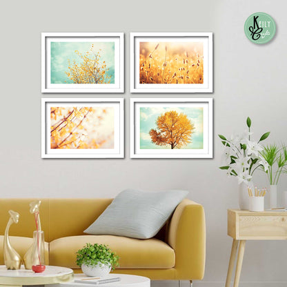 Botanical Mint Green Yellow - Set of 4 Framed Prints Wall Art Home Decor