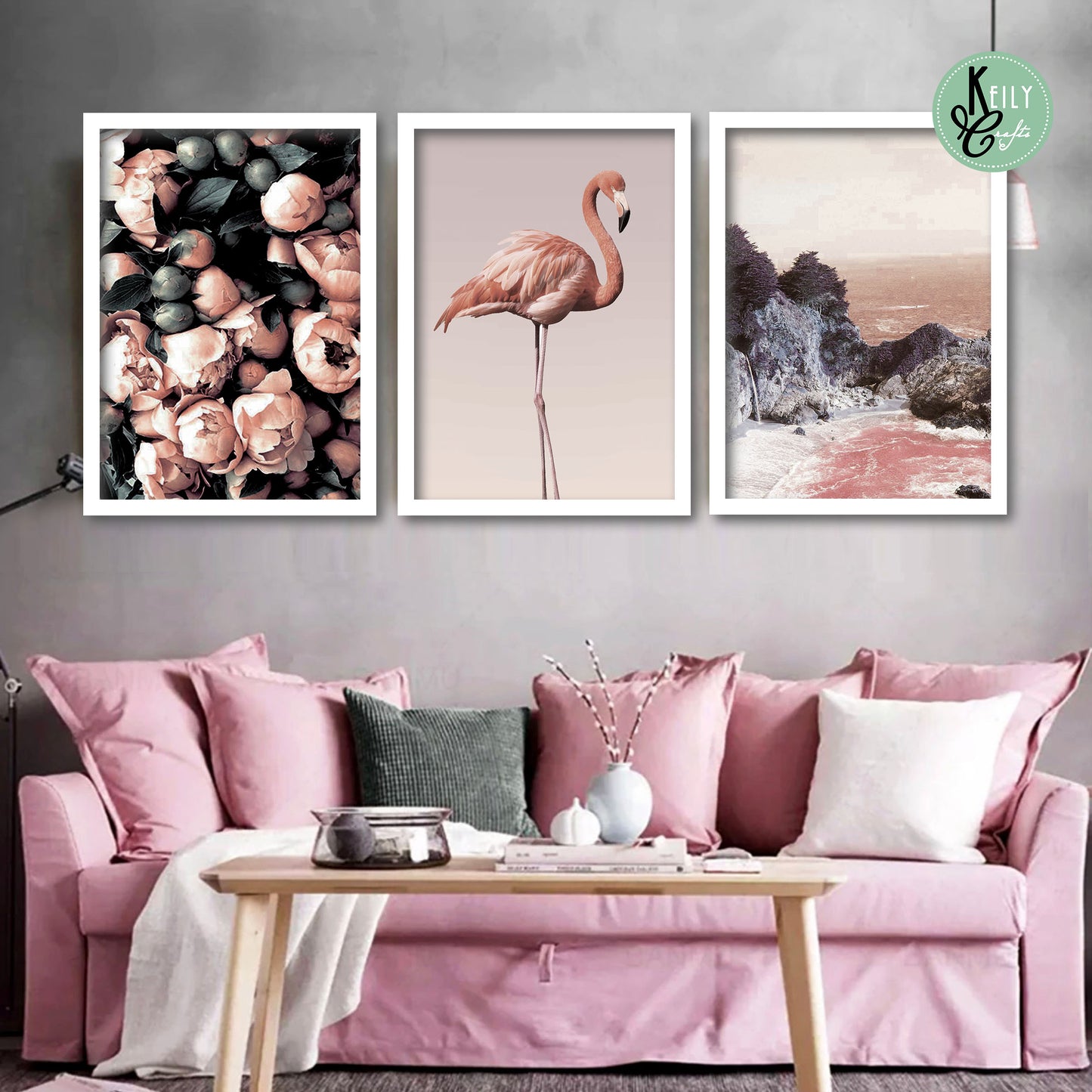 Flamingo Flower Ocean Wall Art