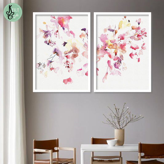 Abstract Water Color Wall Art - Set of 2 Framed Prints Wall Art Home Decor