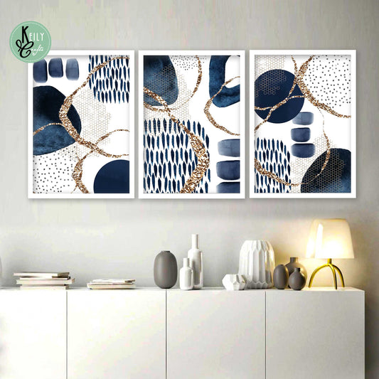 Navy Blue Gold Abstract