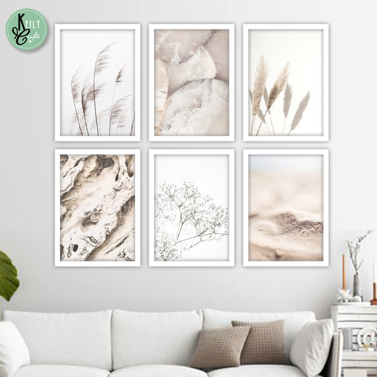 Natural Stones Wall Art - Set of 6 Framed Prints Wall Art Home Decor