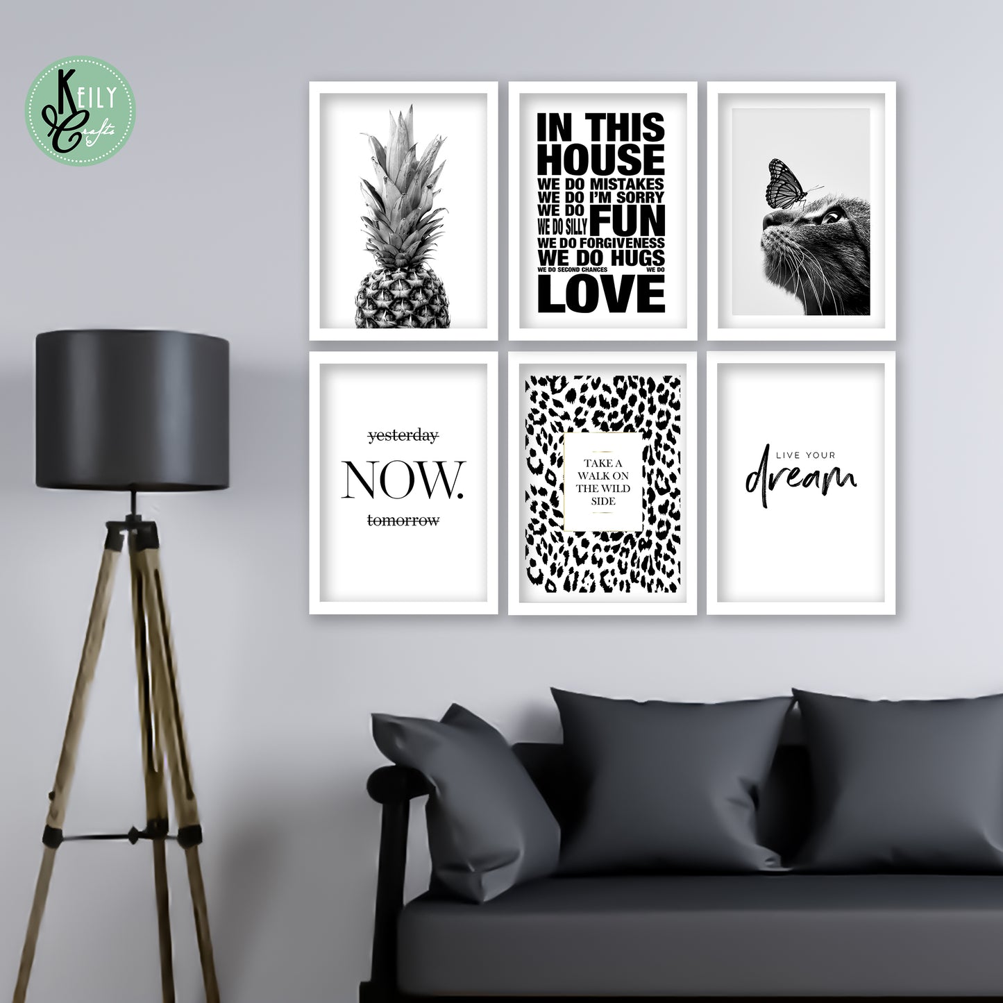 Live Your Dream - Set of 6 Framed Prints Wall Art Home Decor