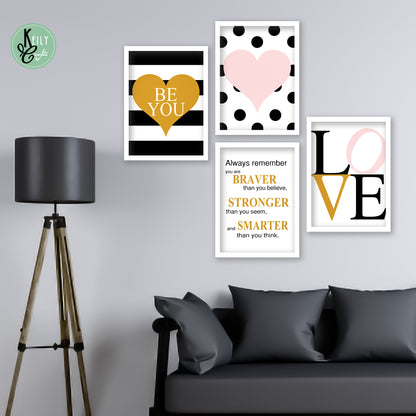 Be You - Set of 4 Framed Prints Wall Art Home Decor