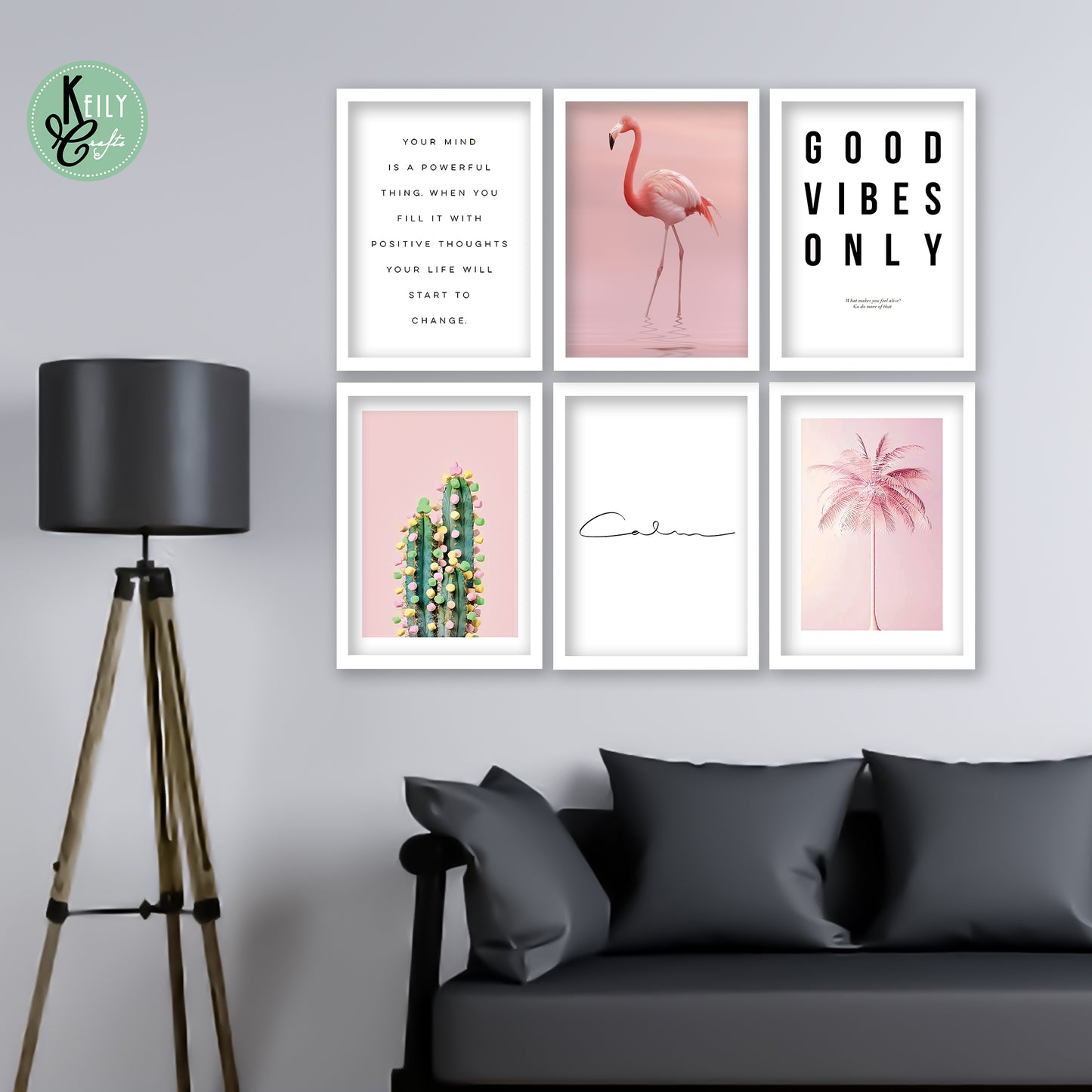 Calm Your Mind - Set of 6 Framed Prints Wall Art Home Decor