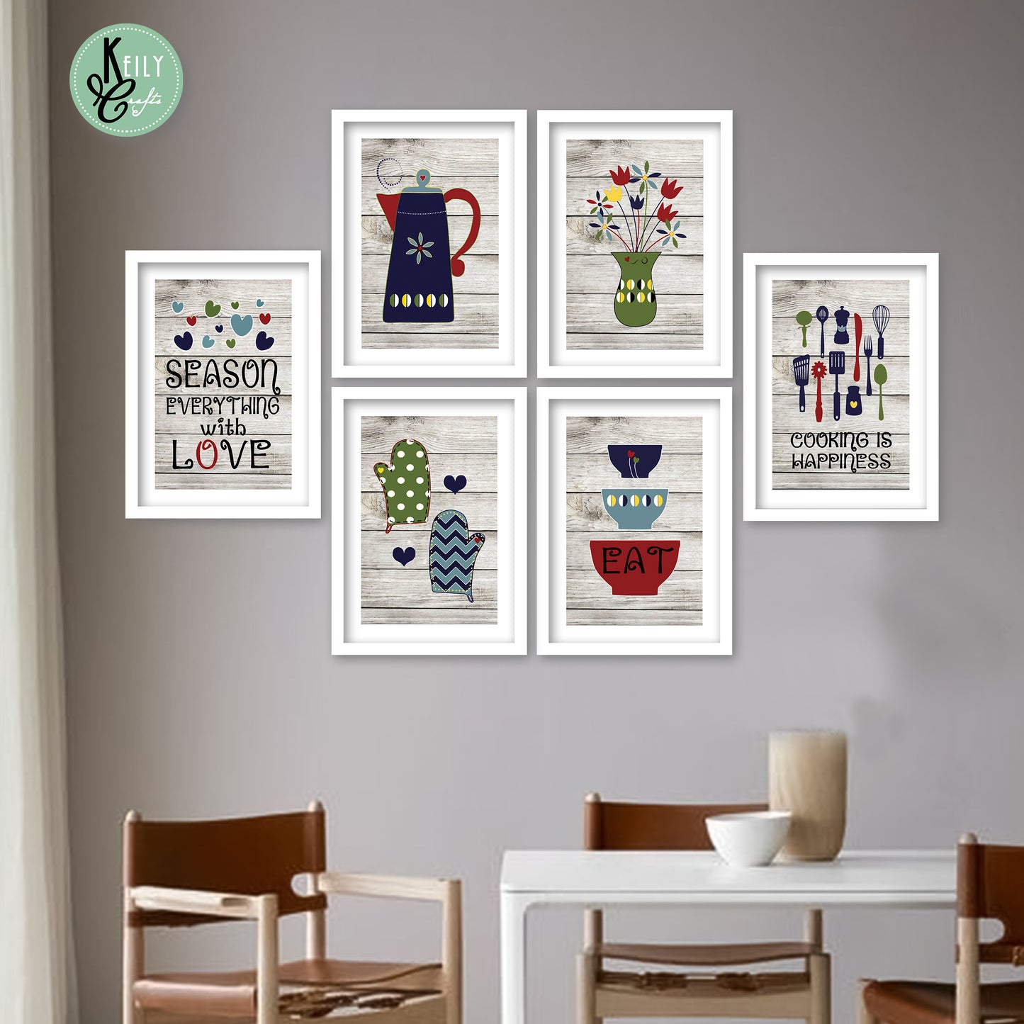 Everything With Love - Set of 6 Framed Prints Wall Art Home Decor