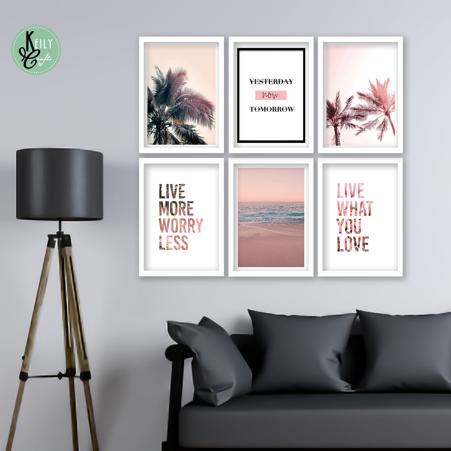 Live What You Love - Set of 6 Framed Prints Wall Art Home Decor