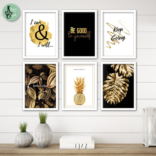 Be Good To Your Self - Set of 6 Framed Prints Wall Art Home Decor