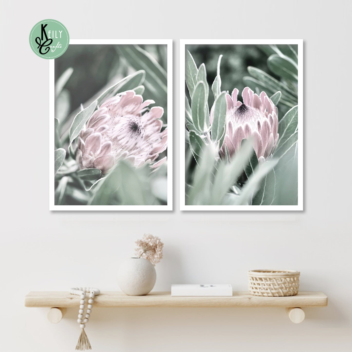 Protea Flower Wall Art - Set of 2 Framed Prints Wall Art Home Decor