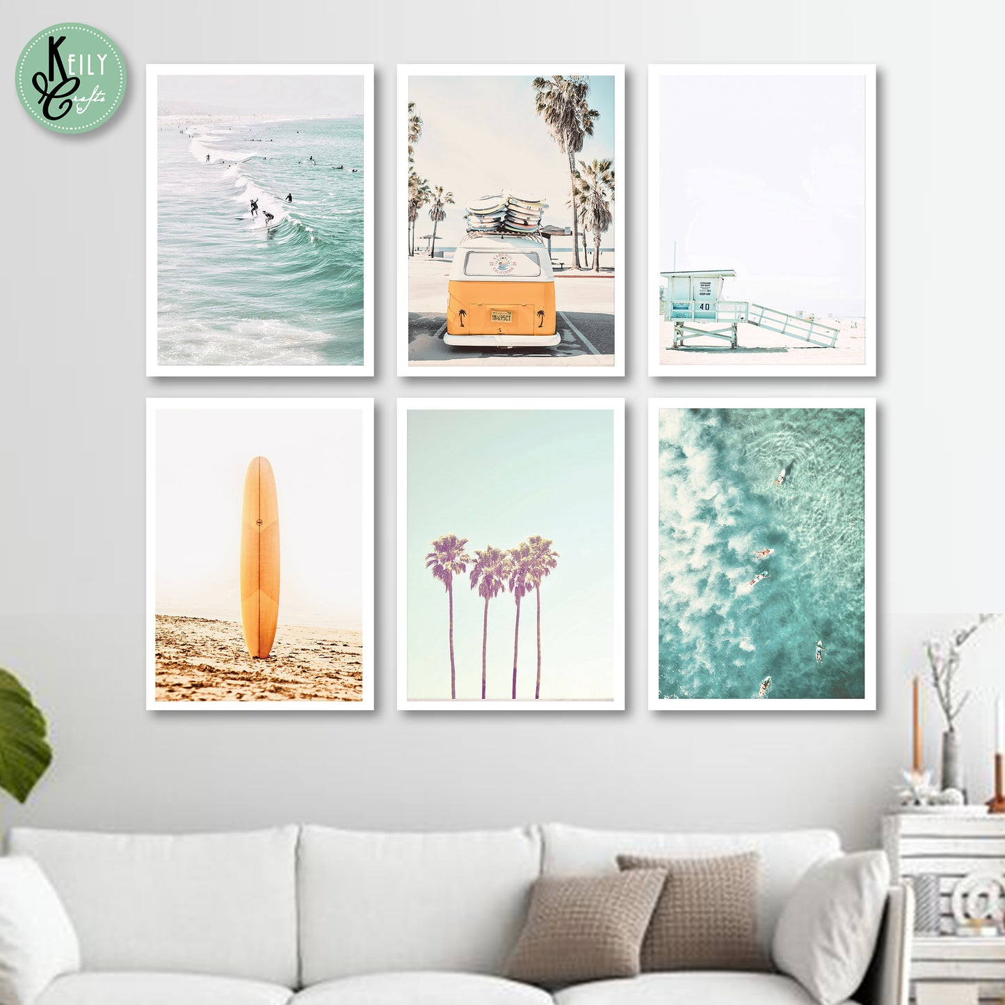 Coastal Beach Wall Art - Set of 6 Framed Prints Wall Art Home Decor