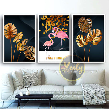 Golden Leaves and Flamingo