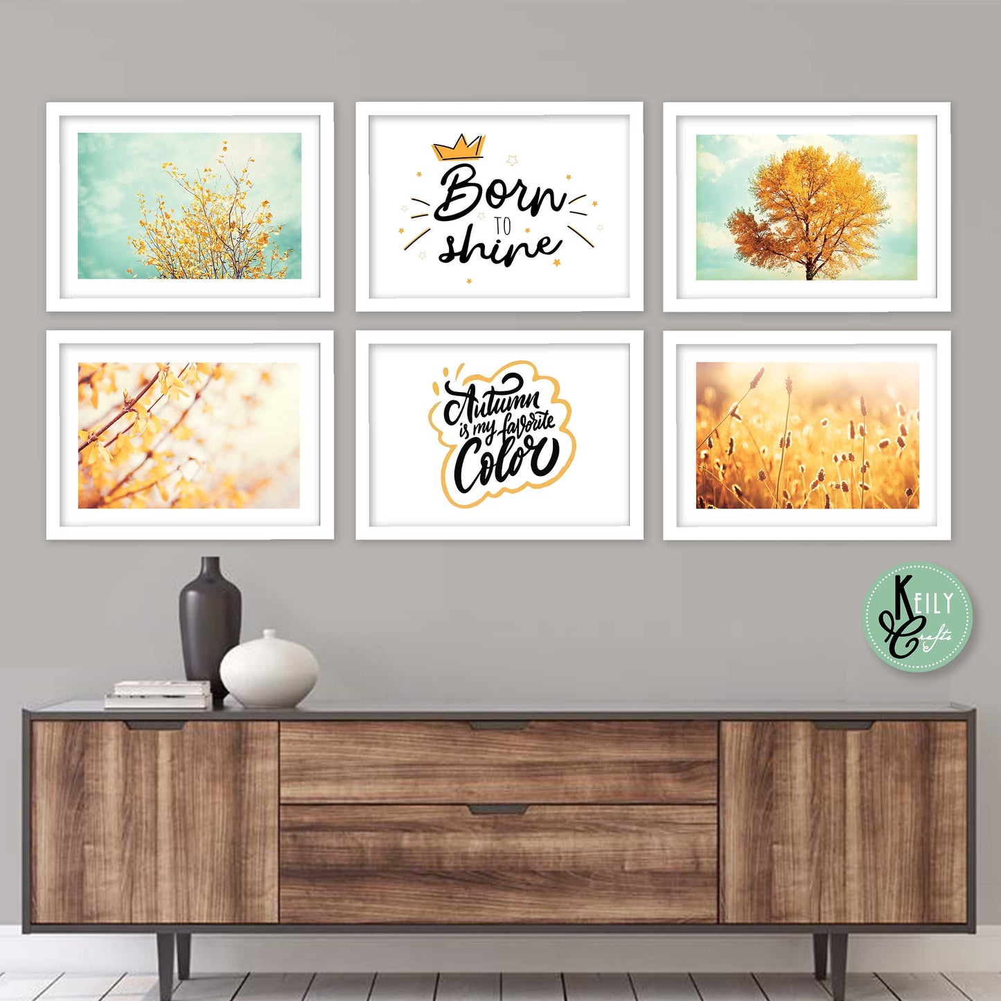 Autumn Color - Set of 6 Framed Prints Wall Art Home Decor