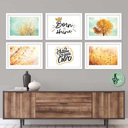 Autumn Color - Set of 6 Framed Prints Wall Art Home Decor