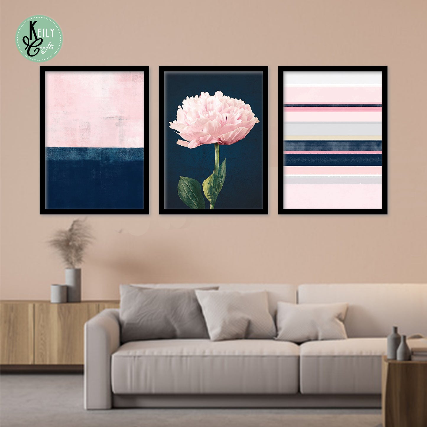 Pink and Navy Wall Art