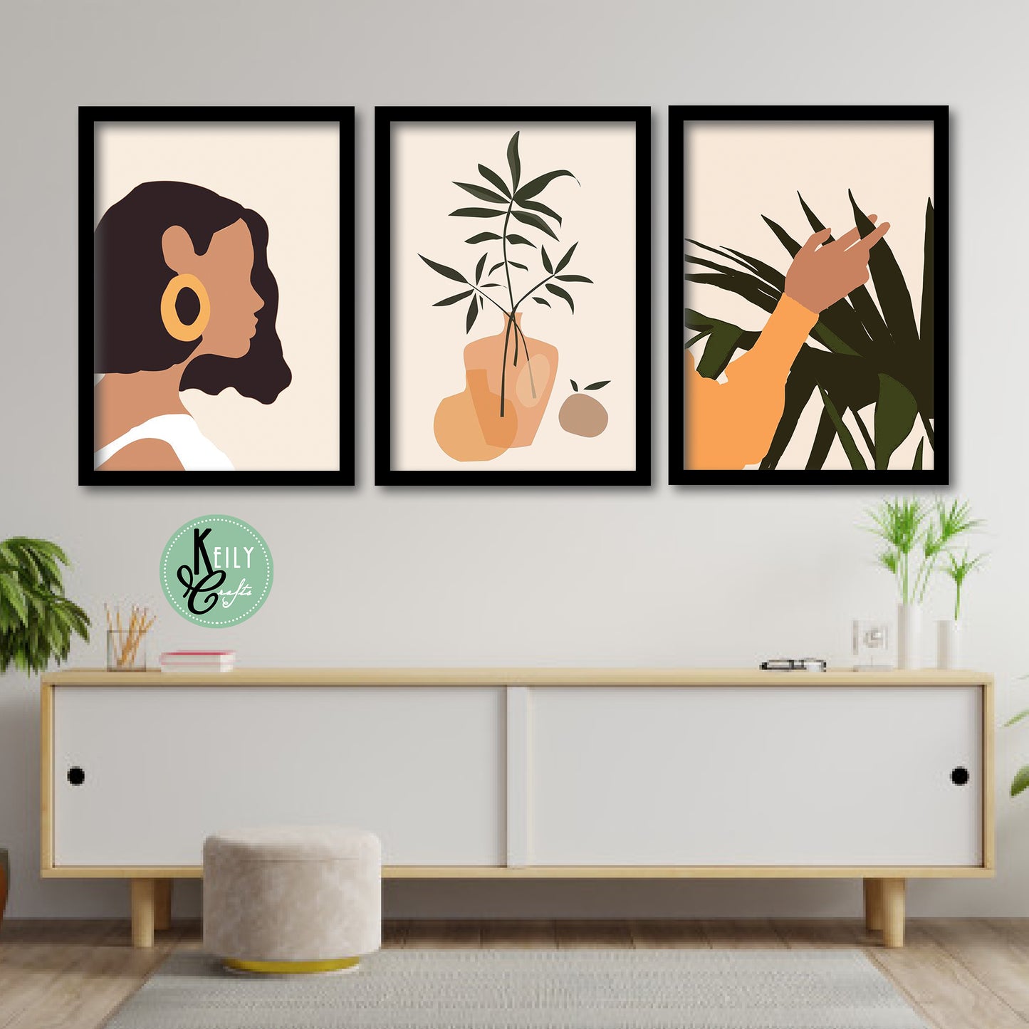 Abstract Boho Girl Wall Art