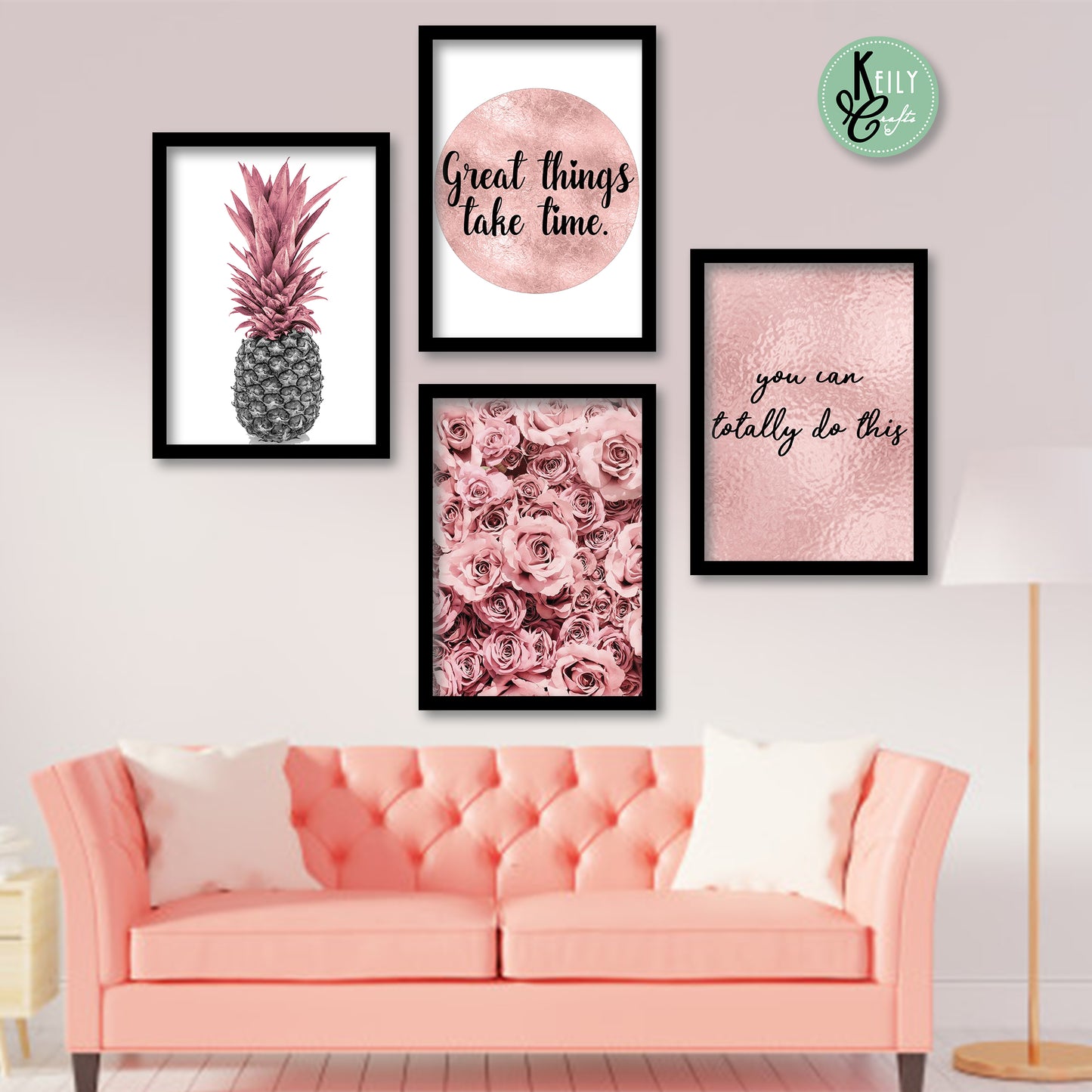 Great Things Take Time - Set of 4 Framed Prints Wall Art Home Decor