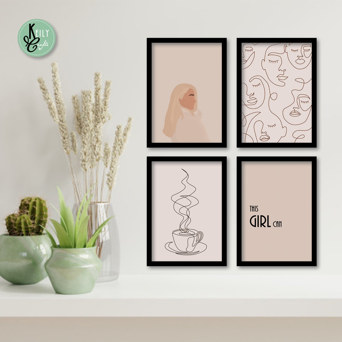 This Girl Can - Set of 4 Framed Prints Wall Art Home Decor