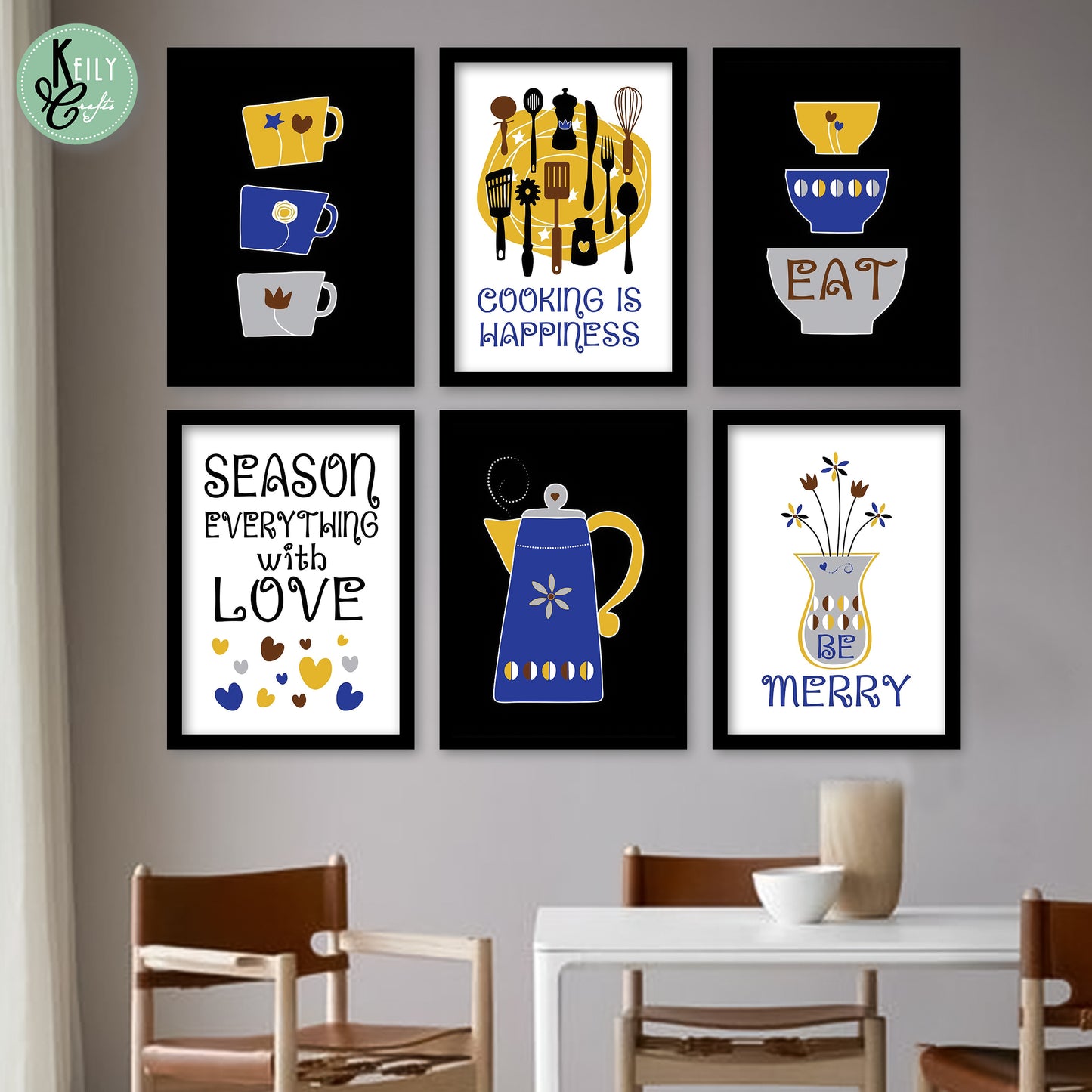 Everything With Love - Set of 6 Framed Prints Wall Art Home Decor