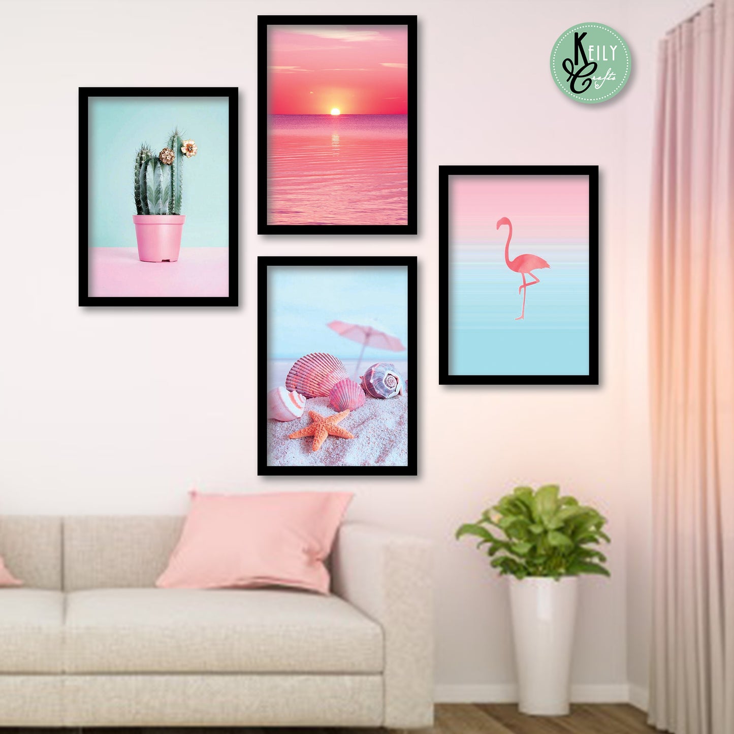 Tropical Nature Wall Art - Set of 4 Framed Prints Wall Art Home Decor