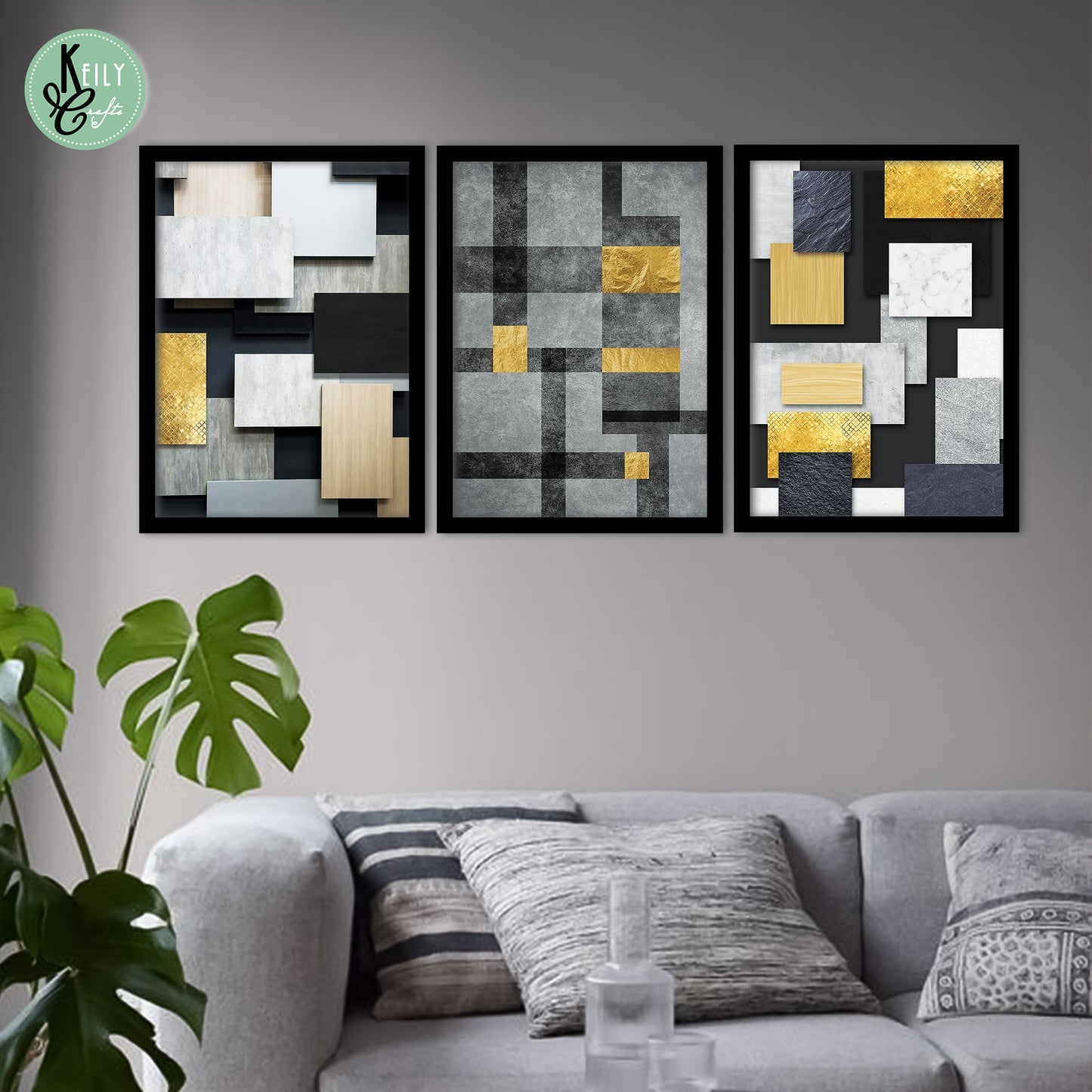 Gold Black Square Abstract