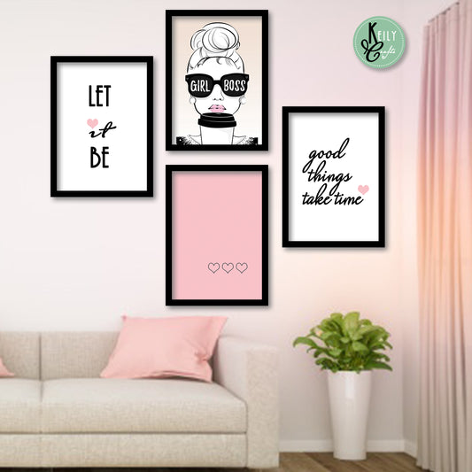 Good Things Take Time - Set of 4 Framed Prints Wall Art Home Decor