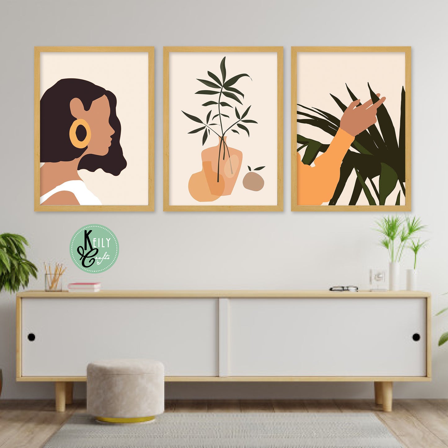 Abstract Boho Girl Wall Art