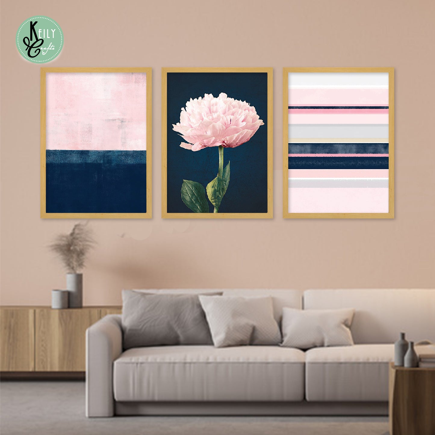 Pink and Navy Wall Art