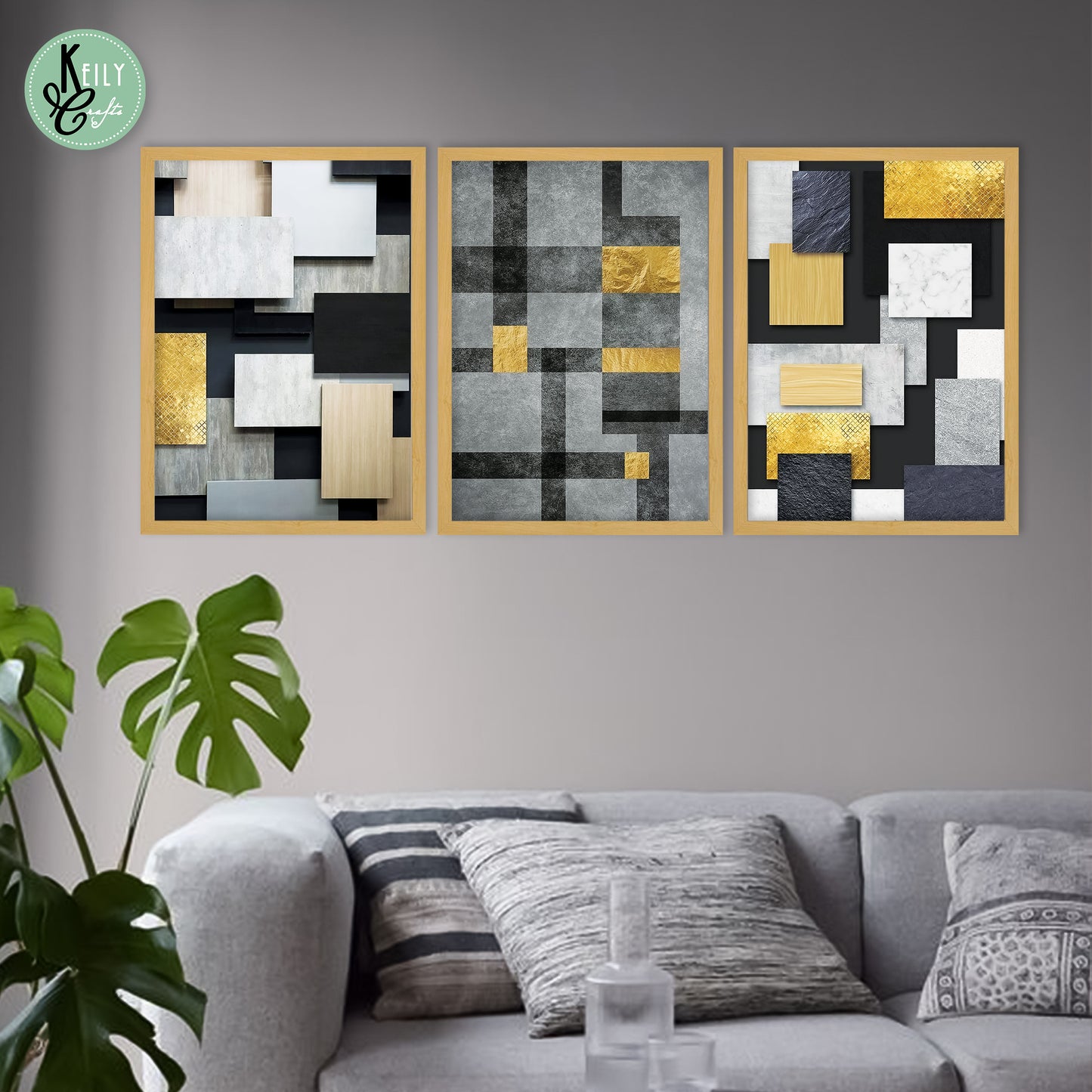 Gold Black Square Abstract