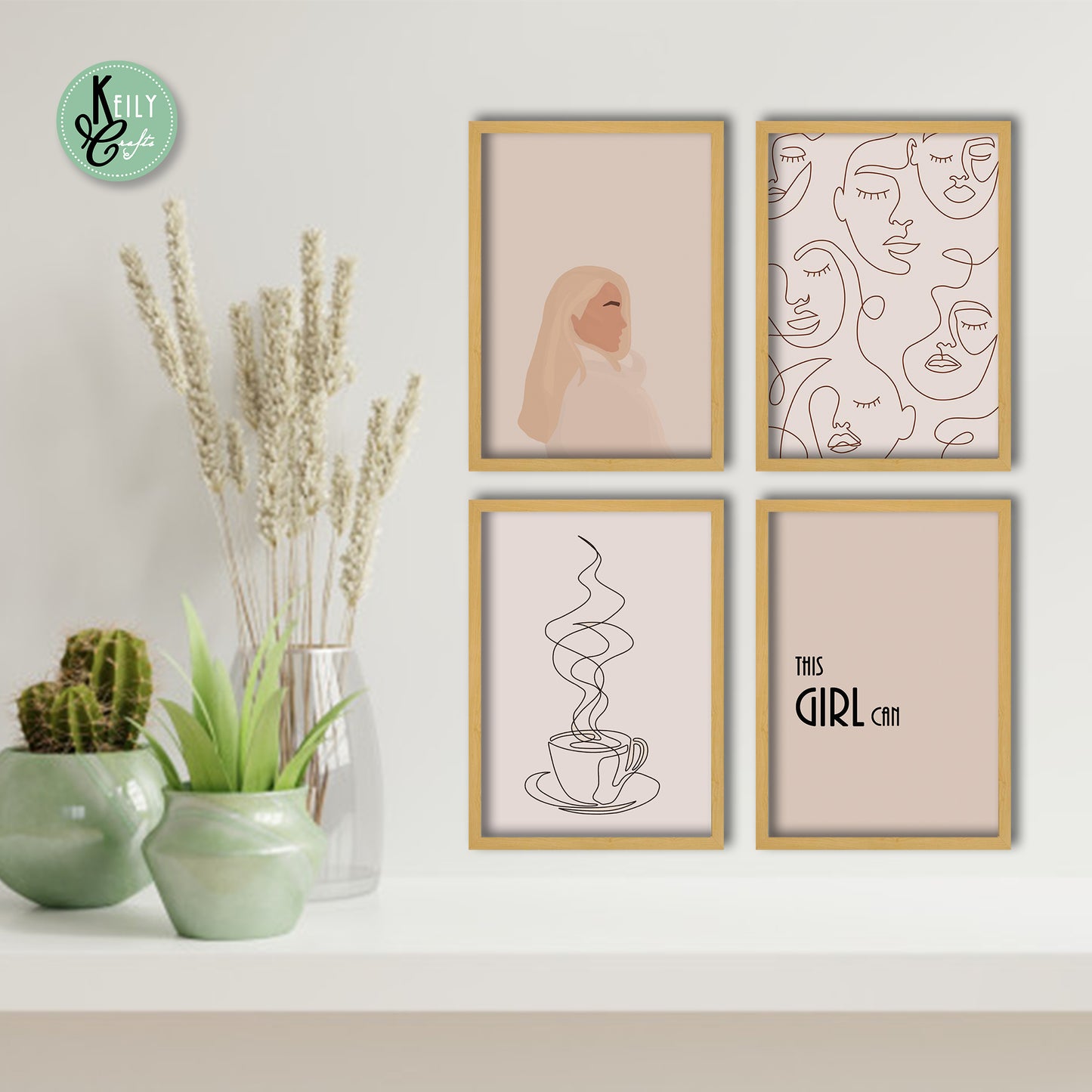 This Girl Can - Set of 4 Framed Prints Wall Art Home Decor