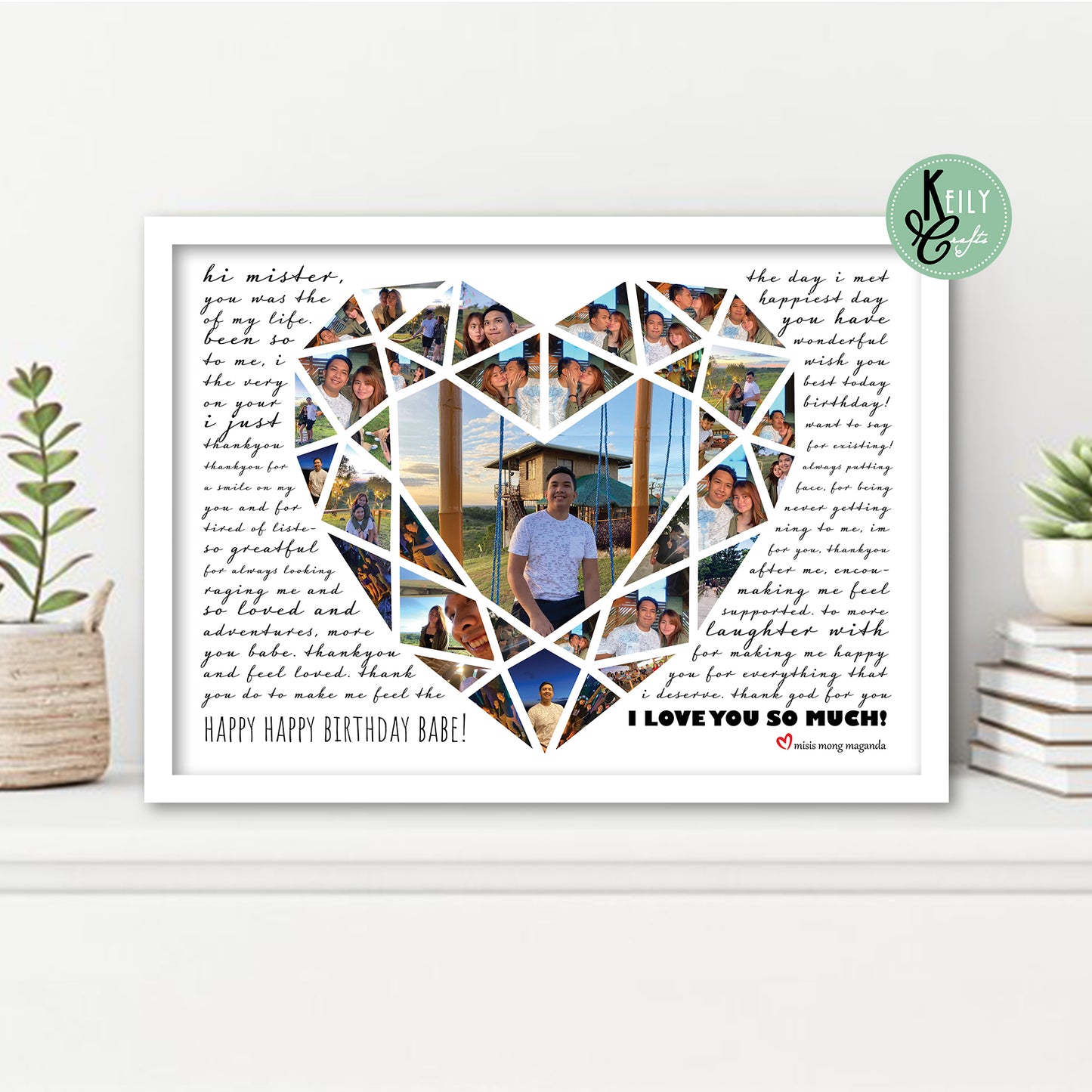 Premium Heart Collage w/ Customize Message - 13x18 INCH (FREE SHIPPING)