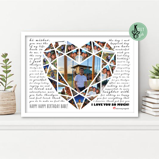 Premium Heart Collage w/ Customize Message - 13x18 INCH (FREE SHIPPING)