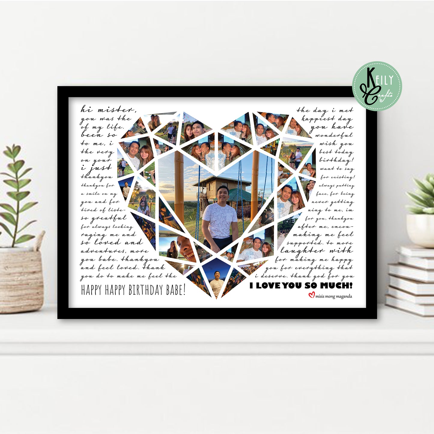 Premium Heart Collage w/ Customize Message - 13x18 INCH (FREE SHIPPING)