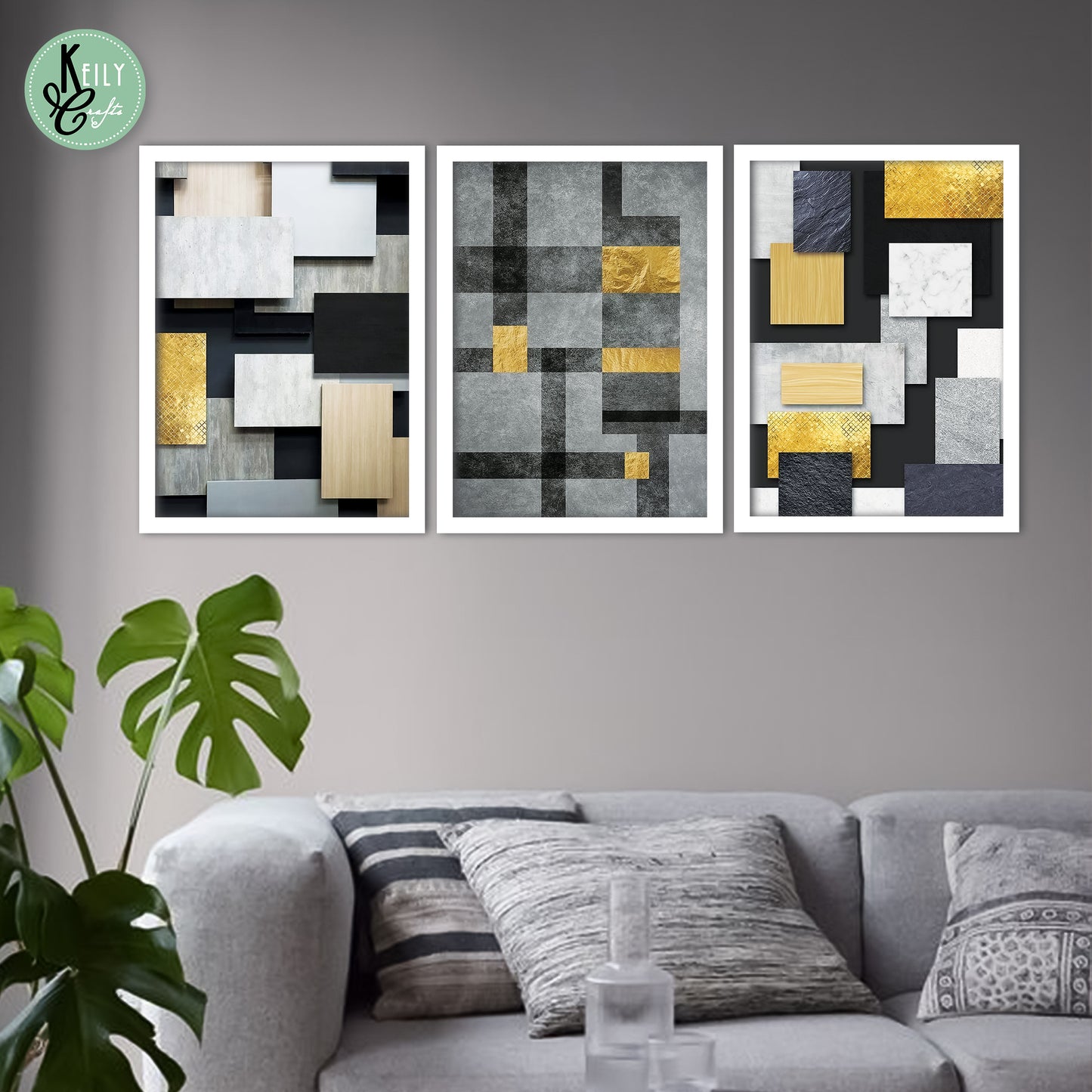 Gold Black Square Abstract