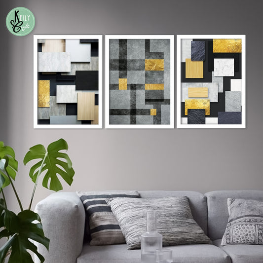 Gold Black Square Abstract