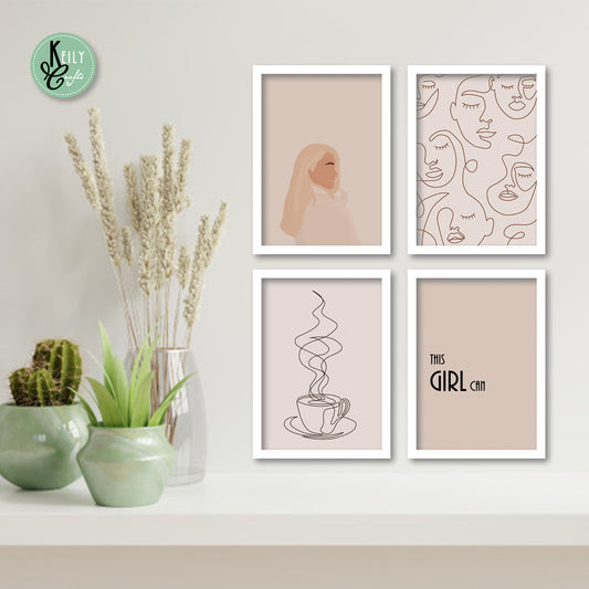 This Girl Can - Set of 4 Framed Prints Wall Art Home Decor