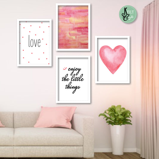 Enjoy The Little Things - Set of 4 Framed Prints Wall Art Home Decor