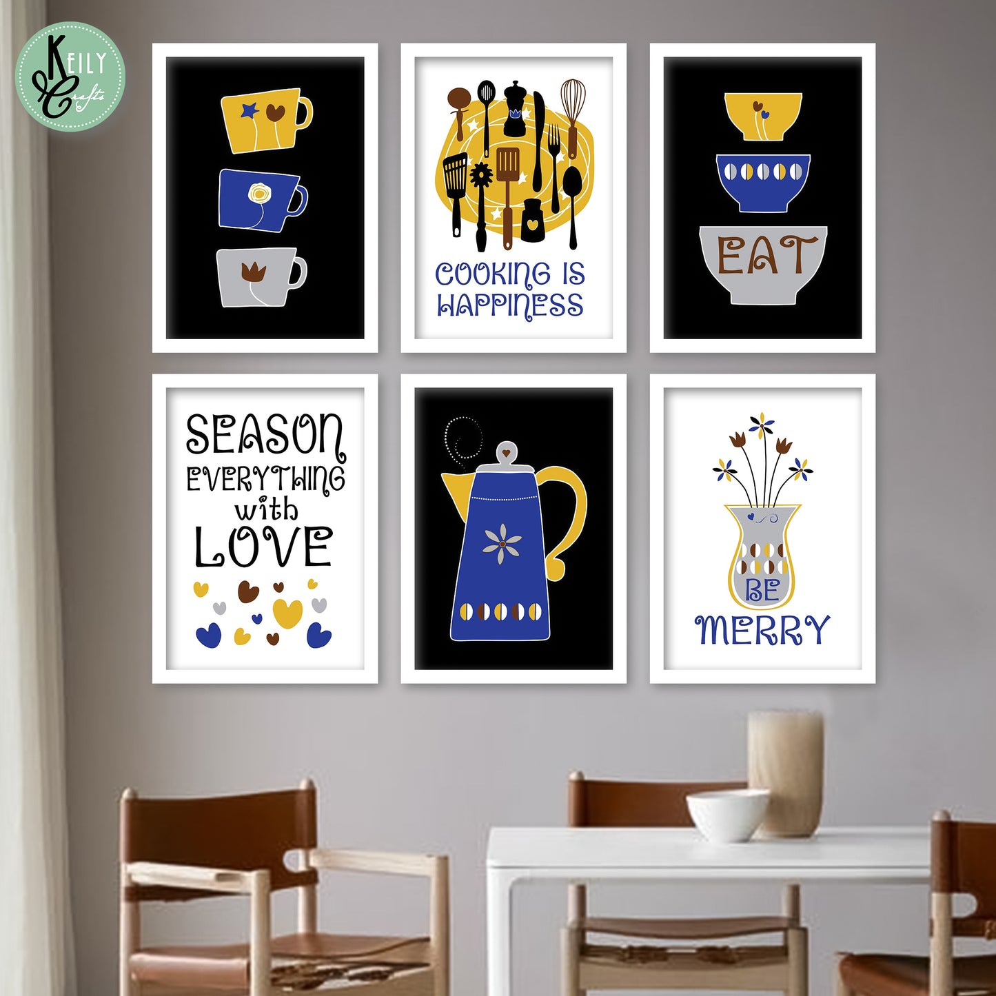 Everything With Love - Set of 6 Framed Prints Wall Art Home Decor