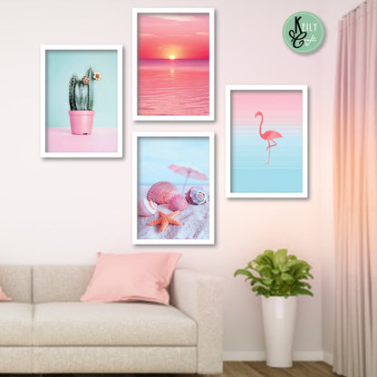 Tropical Nature Wall Art - Set of 4 Framed Prints Wall Art Home Decor