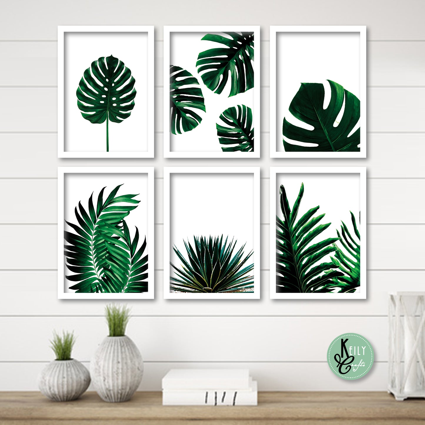 Tropical Leaves Wall Art - Set of 6 Framed Prints Wall Art Home Decor